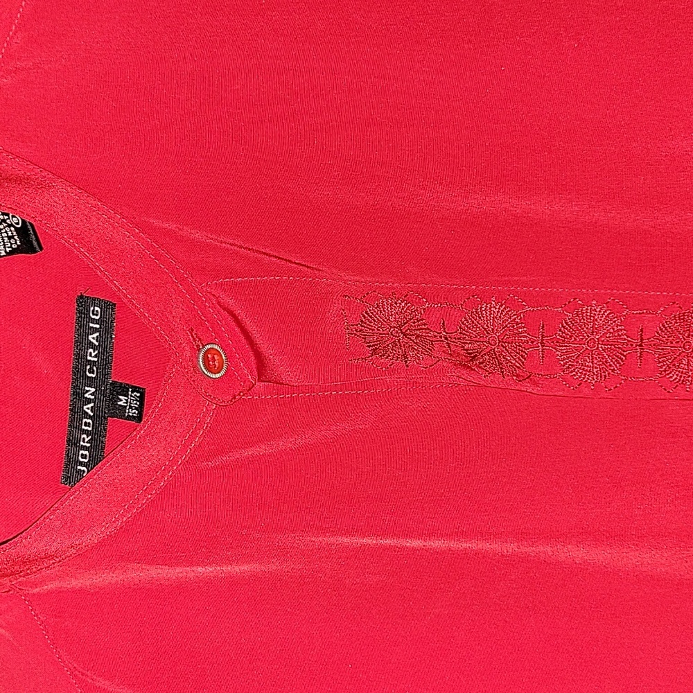 Red Long sleeve silk shirt